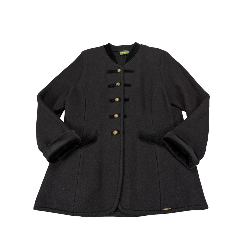 Geiger Collections Women's Wool Jacket Velvet Trim‎ Walnut Buttons Austria 42